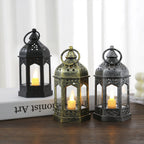 Moroccan Style Hexagonal Metal LED Lantern