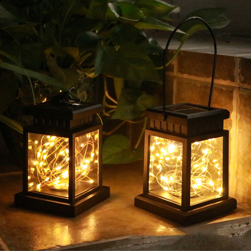 Solar Hanging Lantern With Realistic Flickering Flame LED Candle And Waterproof Outdoor Design