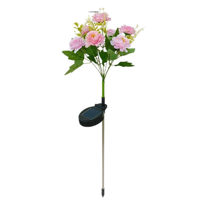 Solar-Powered Realistic Peony Garden Stake With Integrated Warm LED And Weatherproof Base