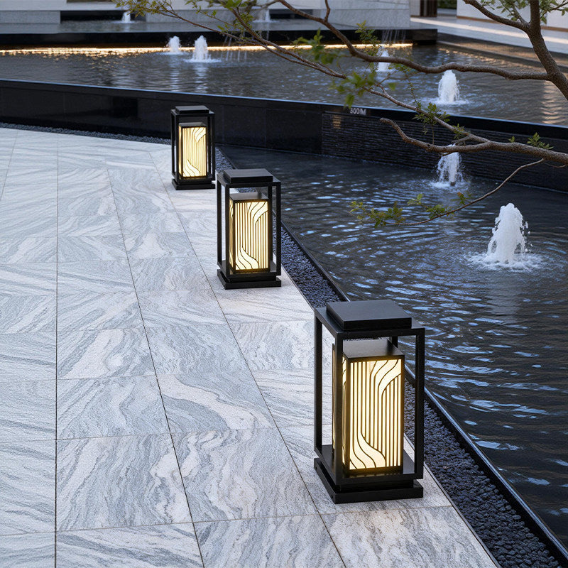 Japanese-Inspired LED Outdoor Lantern With Wooden Frame