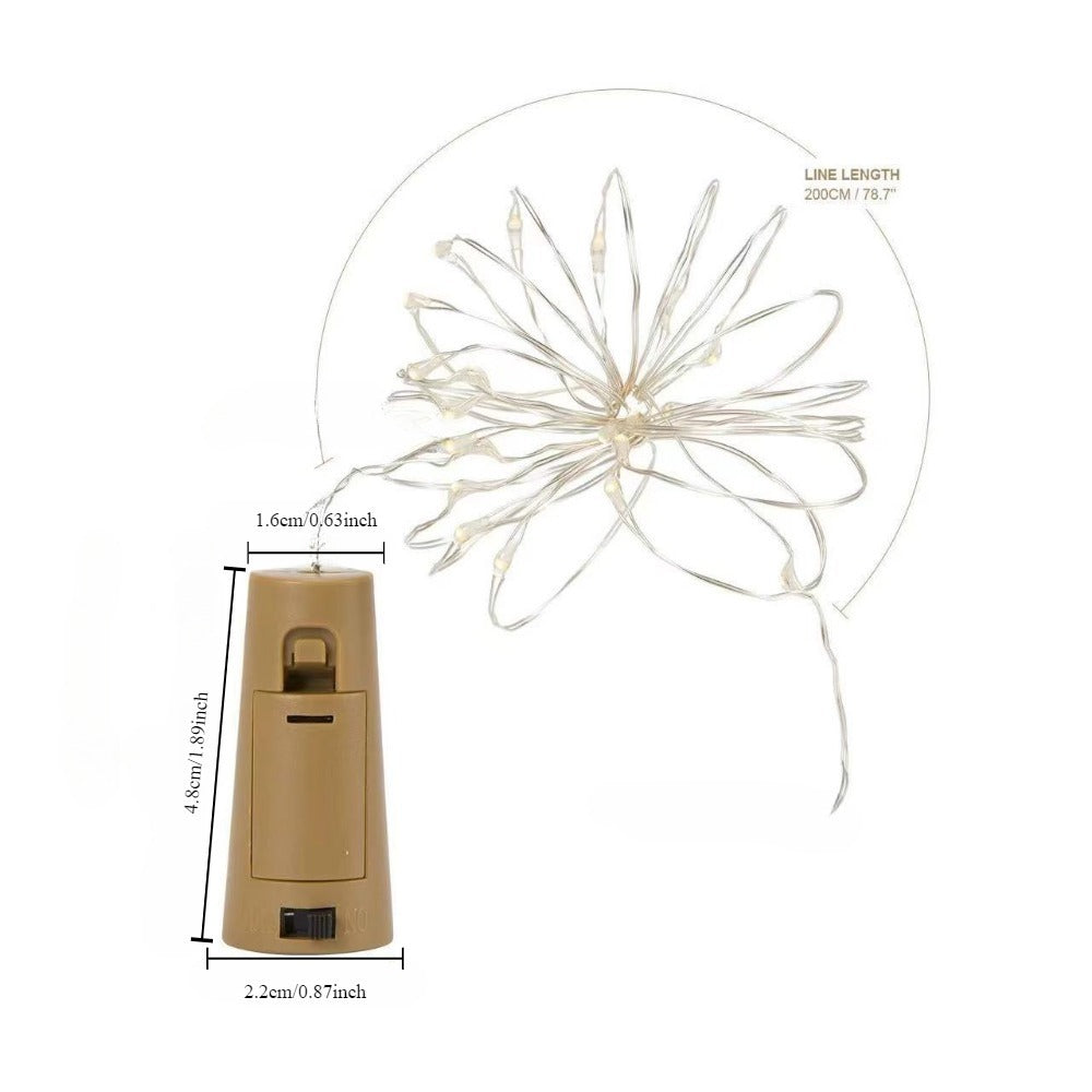 LED Bottle Stopper Fairy String Lights With Waterproof Battery Cap And Flexible Copper Wire