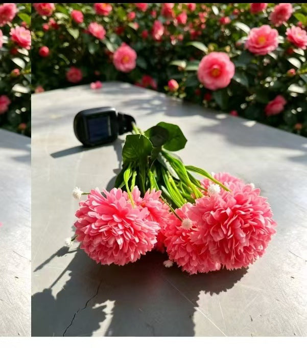 Solar-Powered Realistic Camellia Floral Garden Stake Lights With Adjustable LED Heads And Stainless Steel Spike
