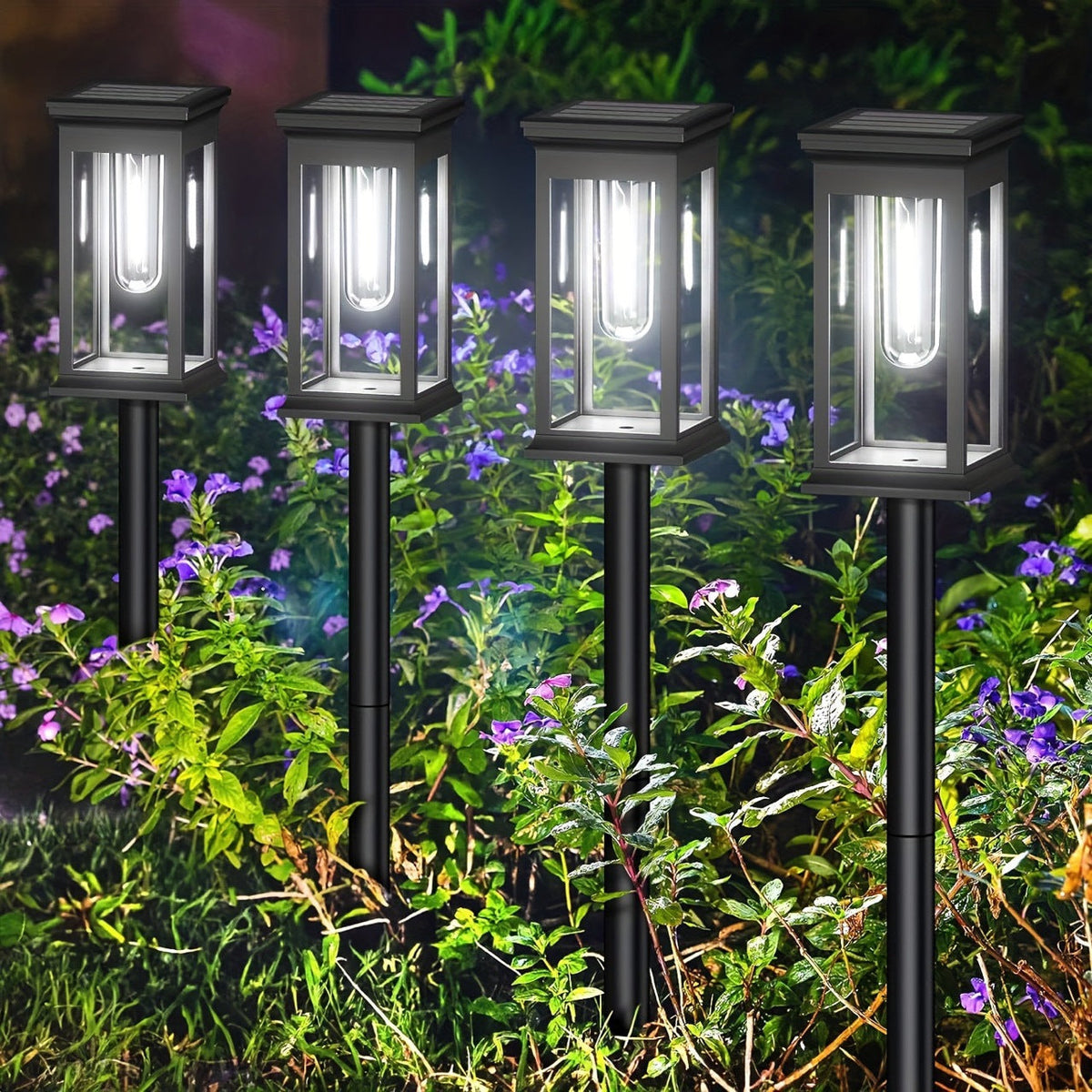 LED Garden Stake Lantern With Frosted Acrylic Panel And Weatherproof Metal Frame