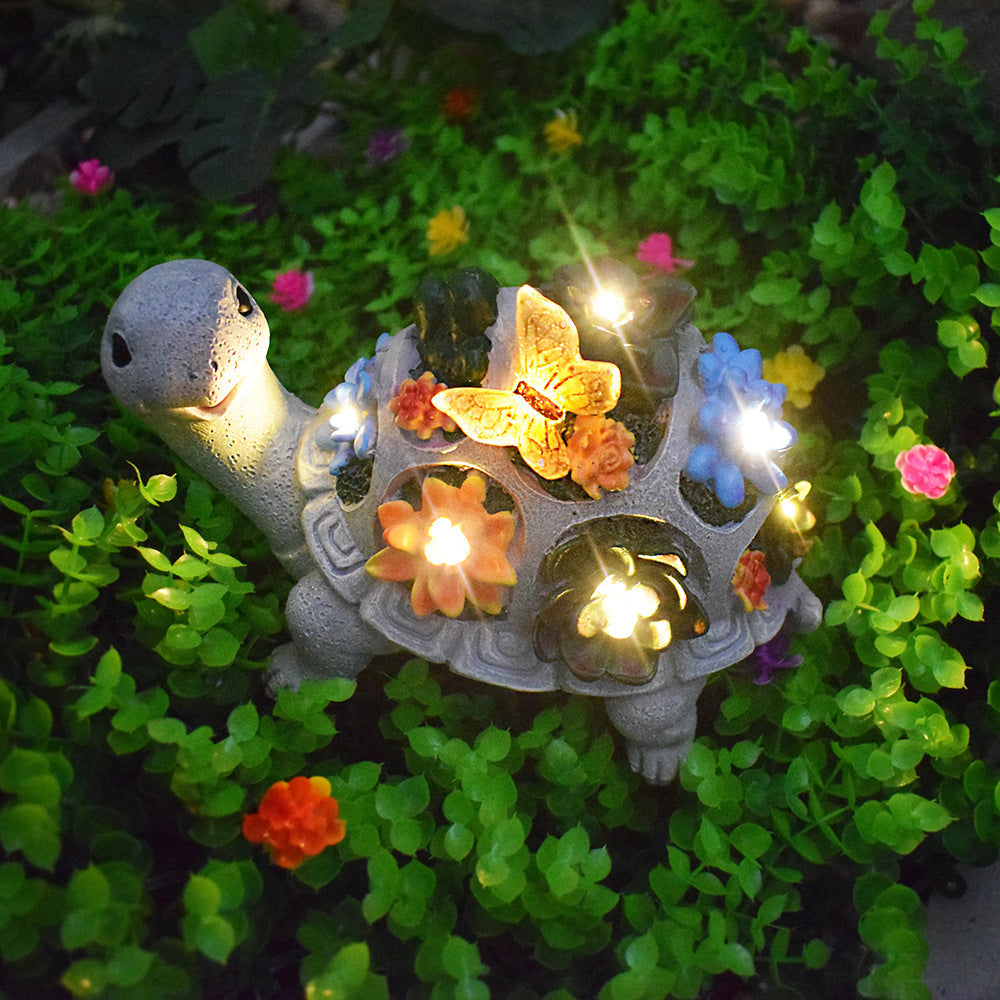 Solar Powered Succulent Turtle Garden Planter Night Light Ornament
