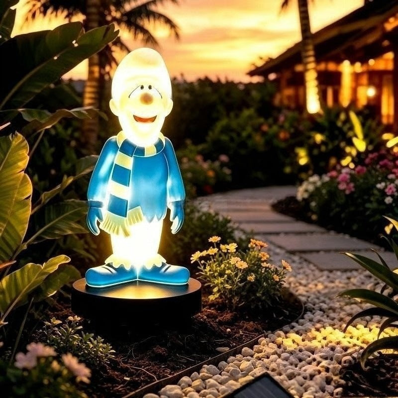 Solar-Powered Cartoon Flame Character Garden Stake Light With Acrylic Diffuser And Adjustable Ground Spike
