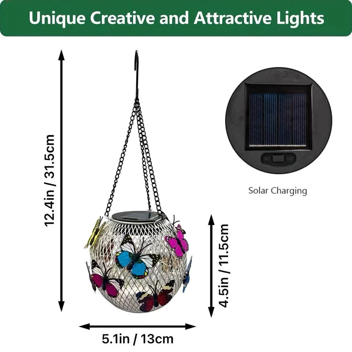 Solar Hanging Outdoor Lanterns With Vintage-Style LED Filament Bulb And Metal Cage Waterproof Suspension