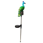 Ornamental Solar-Powered Peacock Garden Stake Lights With LED Resin Sculpture And Waterproof Stainless Steel Stake Happy Growers