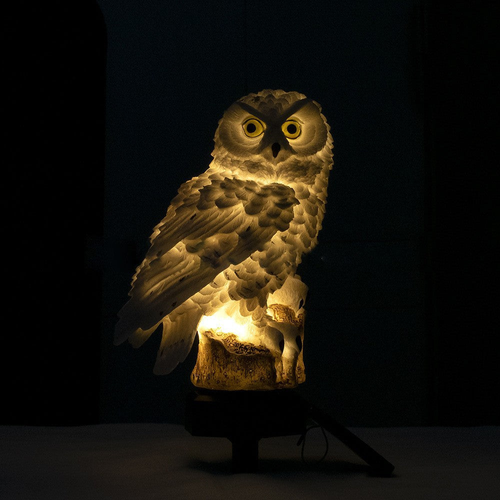 Solar-powered realistic owl LED garden stake light