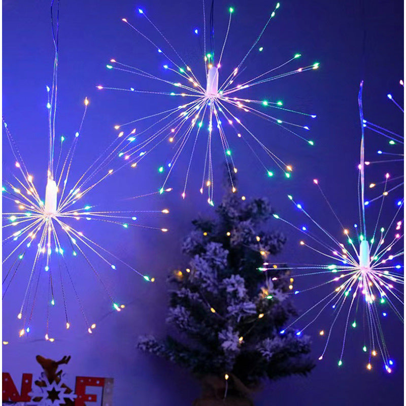 LED Starburst Hanging Pendant Light Decoration With Fiber-Optic Spokes