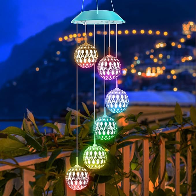 Solar-Powered Hanging Hummingbird LED Wind Chime With Color-Changing RGB Acrylic Birds And Weatherproof Top