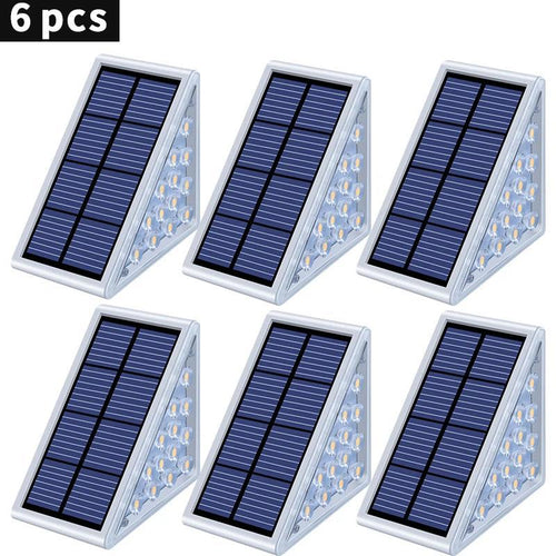 Angled Triangular Solar-Powered LED Stair Step Lights With Dusk-To-Dawn Sensor And Waterproof Mounting