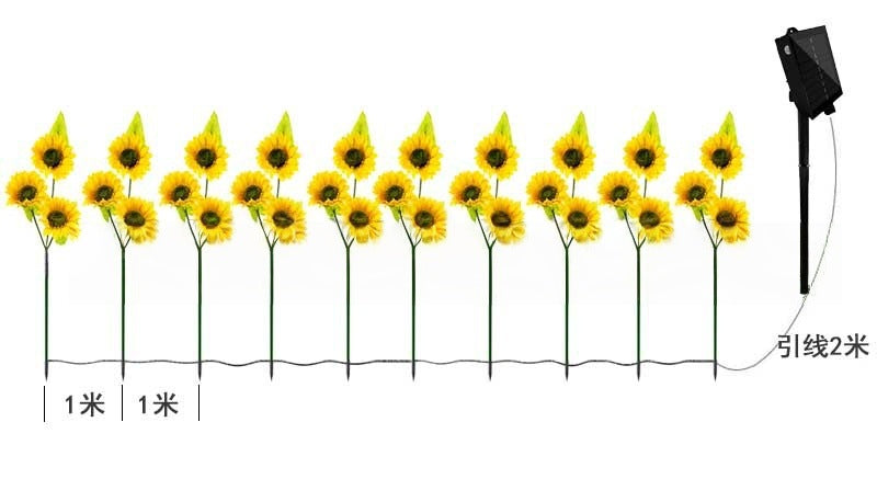 Solar-Powered Outdoor Garden Stake Lights With Realistic Sunflower Blooms And Waterproof Solar Controller