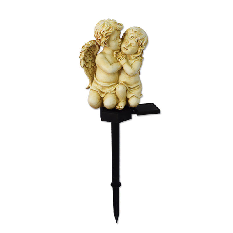 Decorative Solar Garden Stake Statue Resin Girl Figurine With Integrated Solar LED And Weatherproof Spike