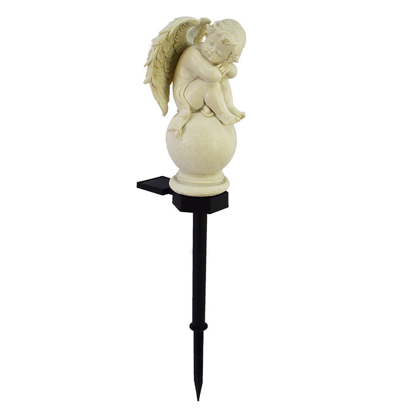 Decorative Solar Garden Stake Statue Resin Girl Figurine With Integrated Solar LED And Weatherproof Spike
