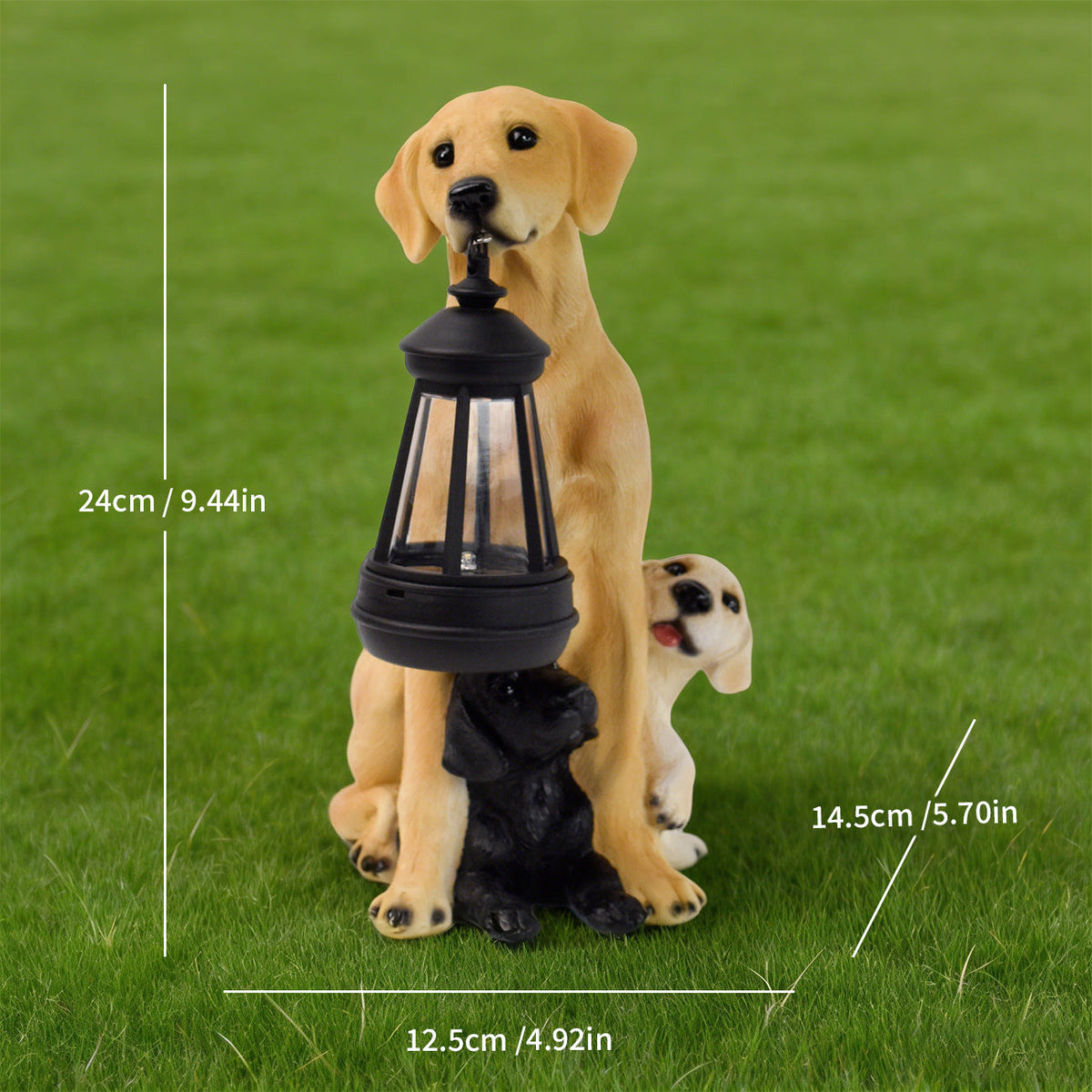 Outdoor Solar LED Lantern Boxer Dog Statue