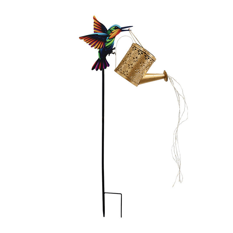 Decorative Hummingbird Solar Garden Stake With Hanging Lantern