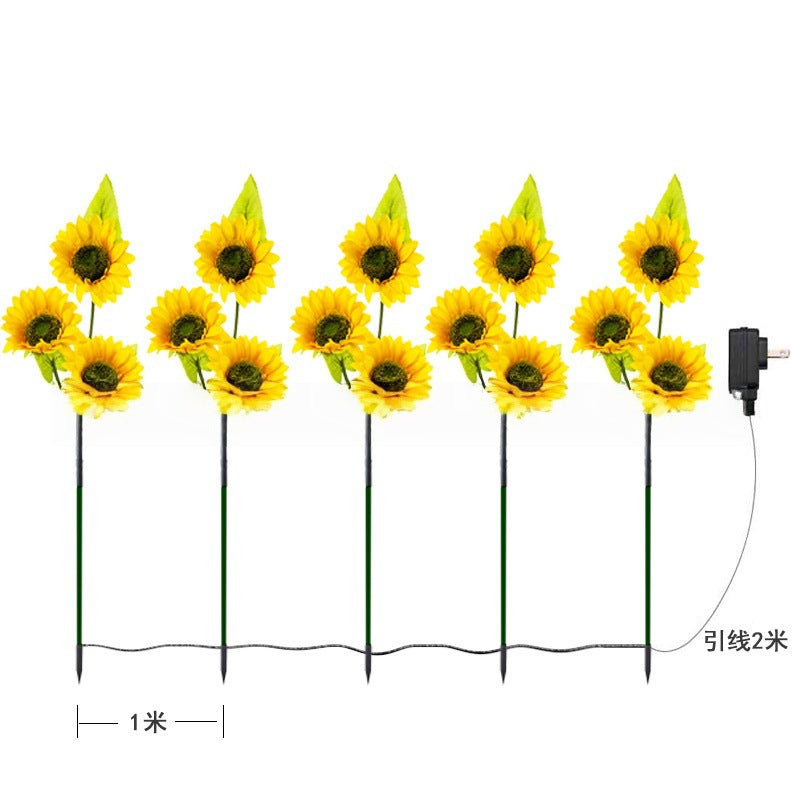 Solar-Powered Outdoor Garden Stake Lights With Realistic Sunflower Blooms And Waterproof Solar Controller