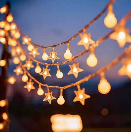 Decorative Outdoor LED Star And Globe String Lights Weather-Resistant Versatile Hanging Garland
