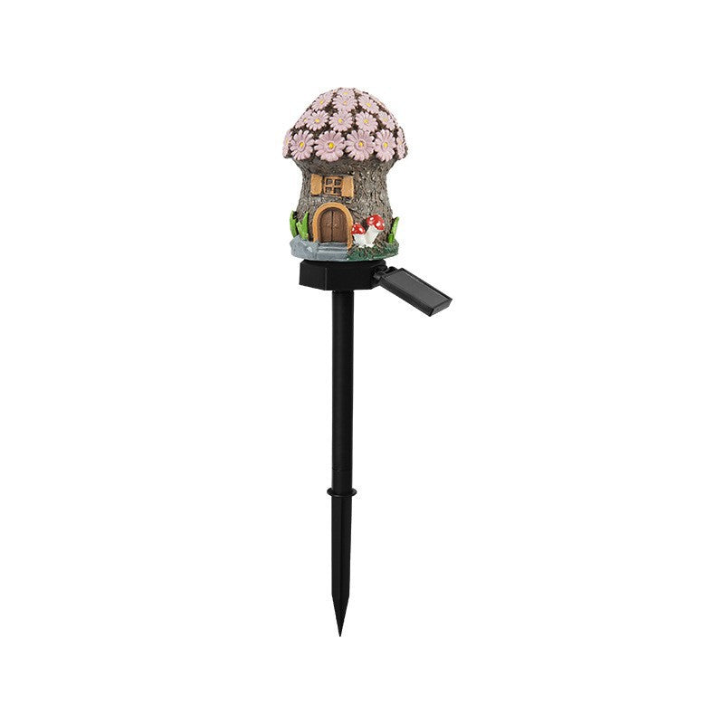 Solar Mushroom House Garden Stake Light With Rechargeable Battery