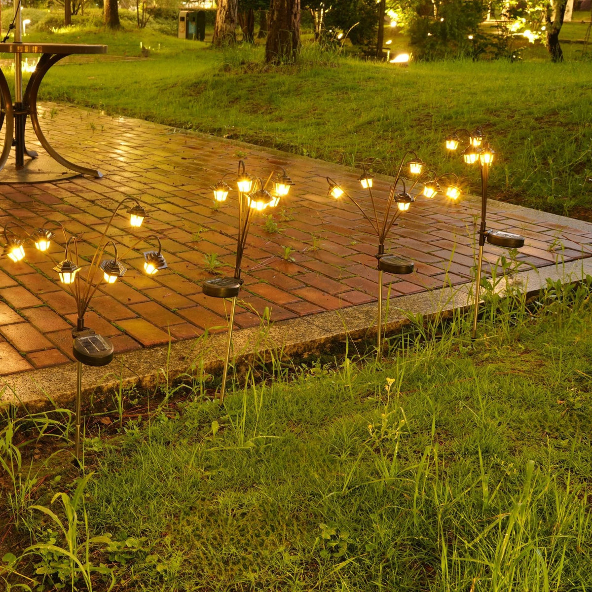 Decorative Solar Lantern Stake Lights Cluster For Garden Pathway