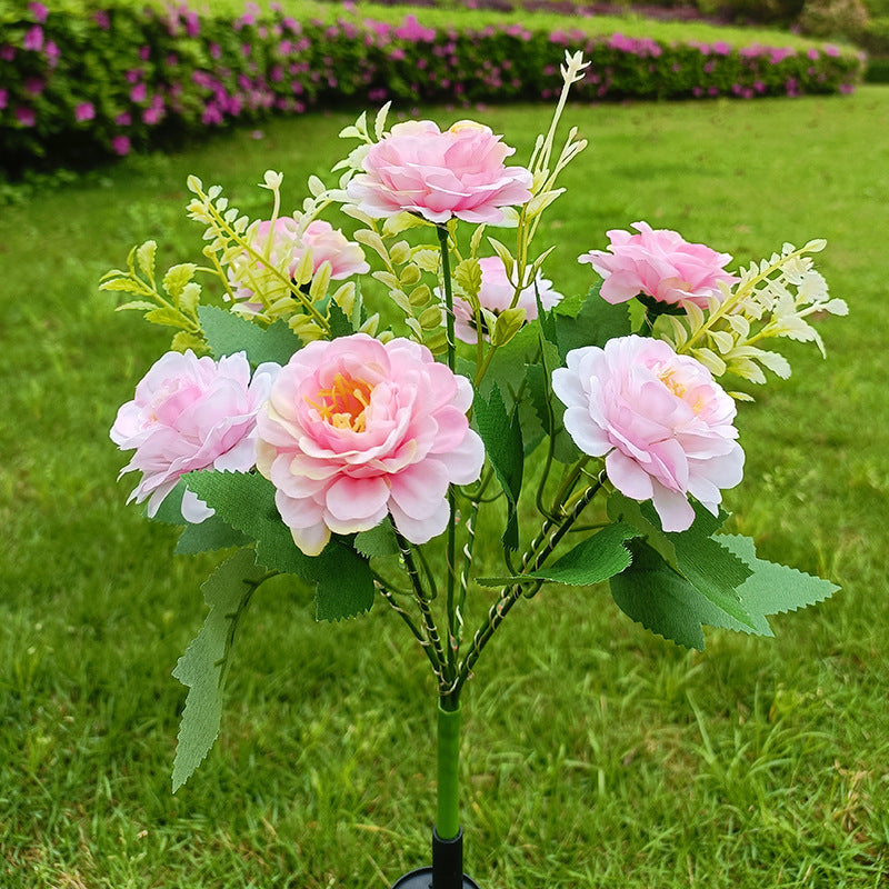 Solar-Powered Realistic Peony Garden Stake With Integrated Warm LED And Weatherproof Base
