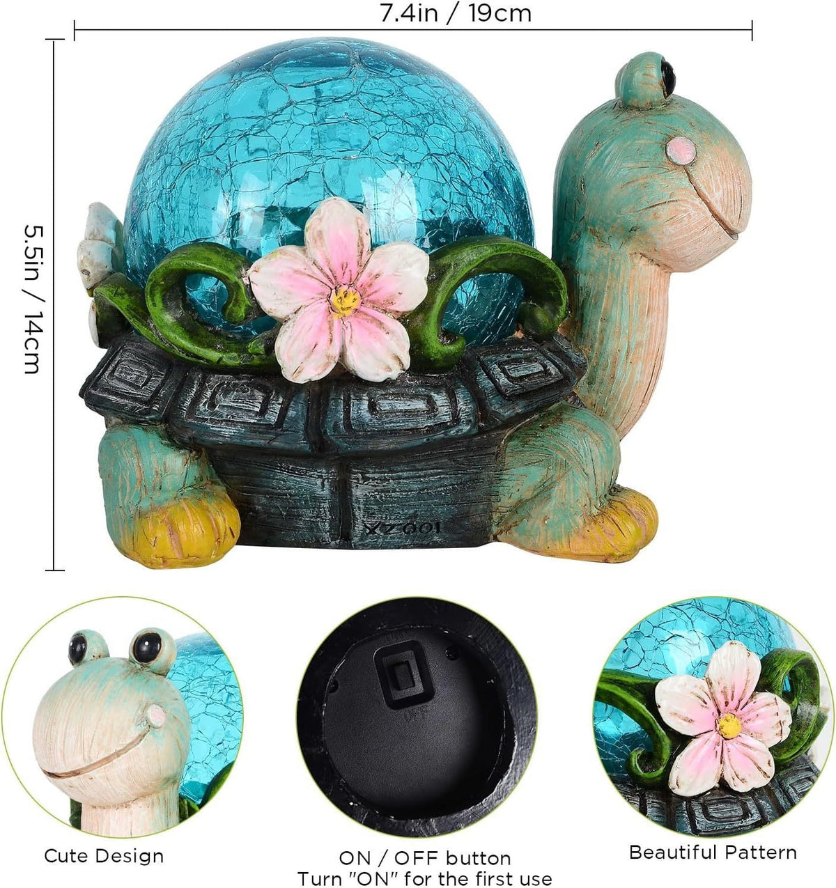 Solar Powered Succulent Turtle Garden Planter Night Light Ornament