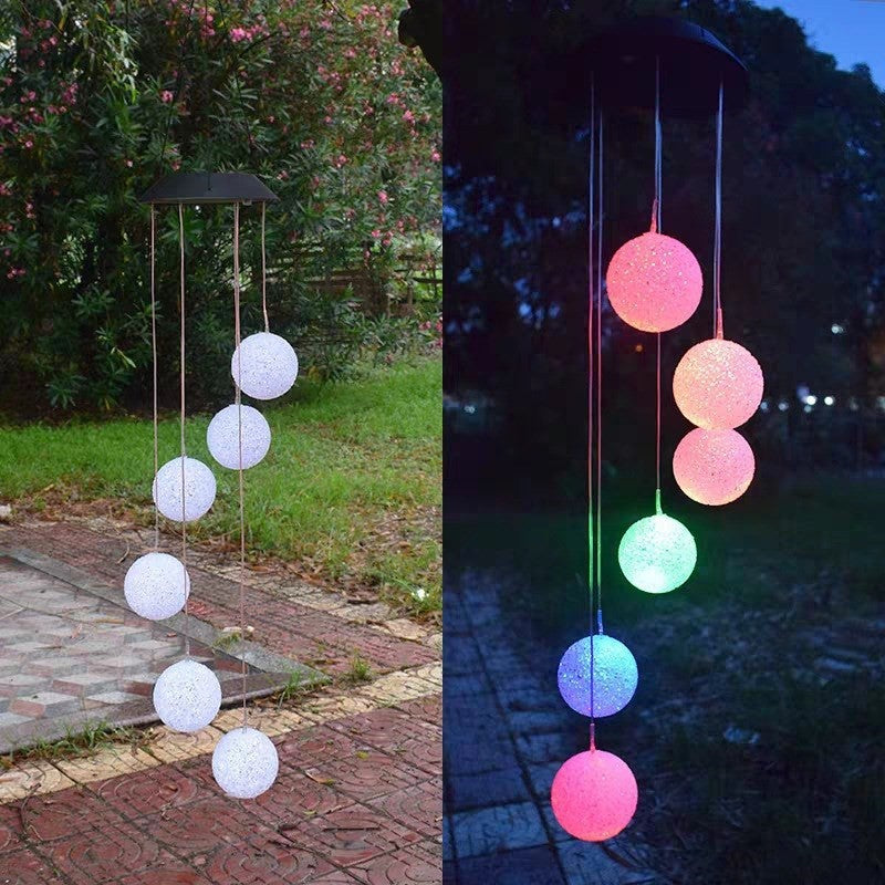 Solar-Powered Hanging Hummingbird LED Wind Chime With Color-Changing RGB Acrylic Birds And Weatherproof Top