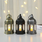 Moroccan Style Hexagonal Metal LED Lantern