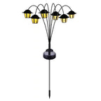 Outdoor Solar Lantern Pathway Stake Lights with Multi-Head Vintage Lamp Design