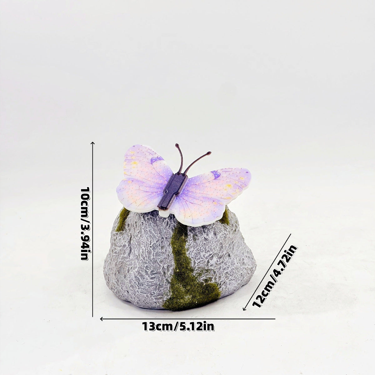 Decorative Solar-Powered Butterfly Perched Stone LED Garden Accent
