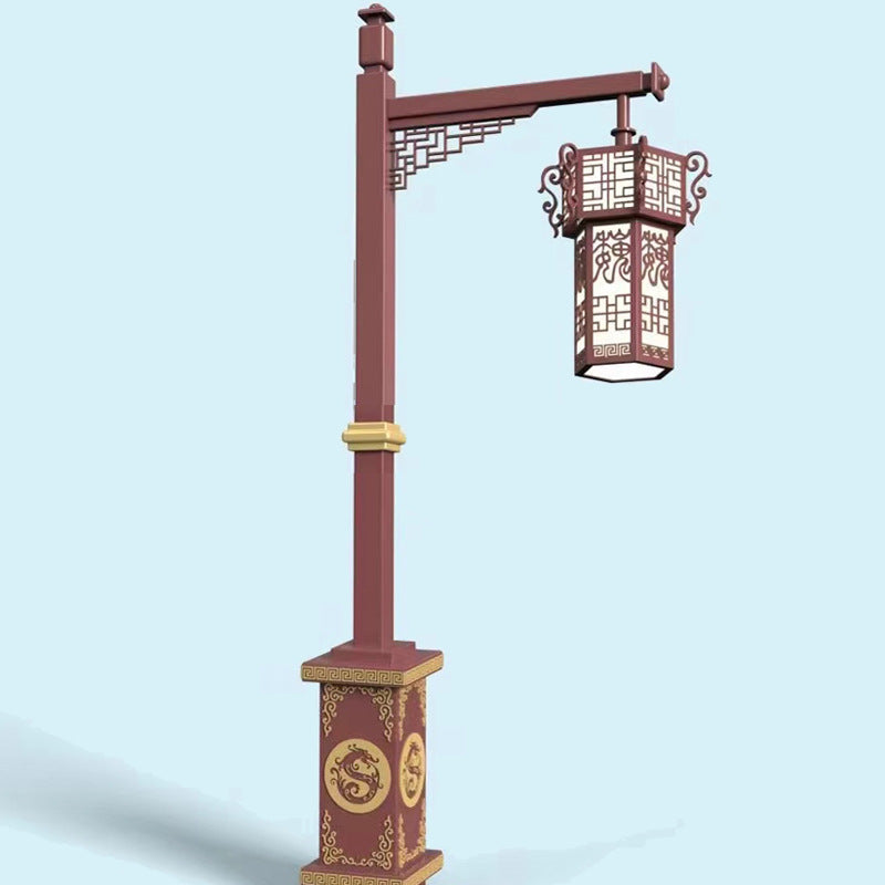 Vintage Dual-Lantern Solar Street Lamp Post With Decorative Scroll Arms And Dusk-To-Dawn Sensor