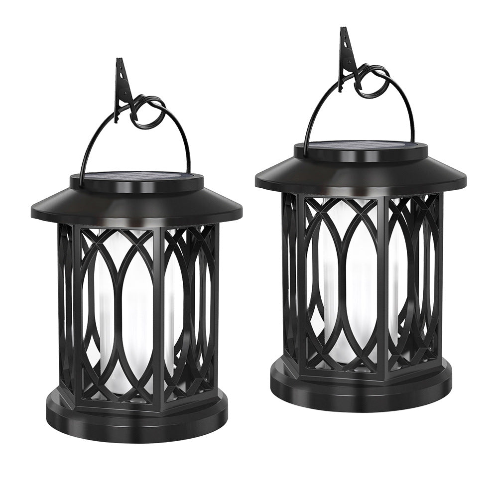 Decorative Solar Hanging Lantern With Metal Lattice Panels