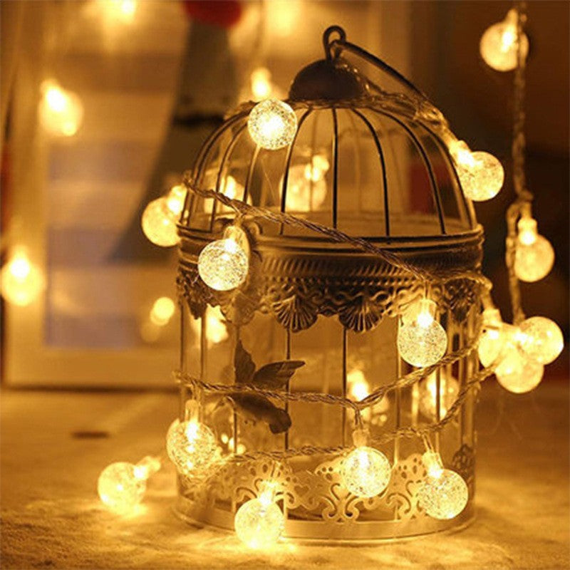 Globe LED String Lights With Waterproof Copper Wire And Textured Clear Bulbs