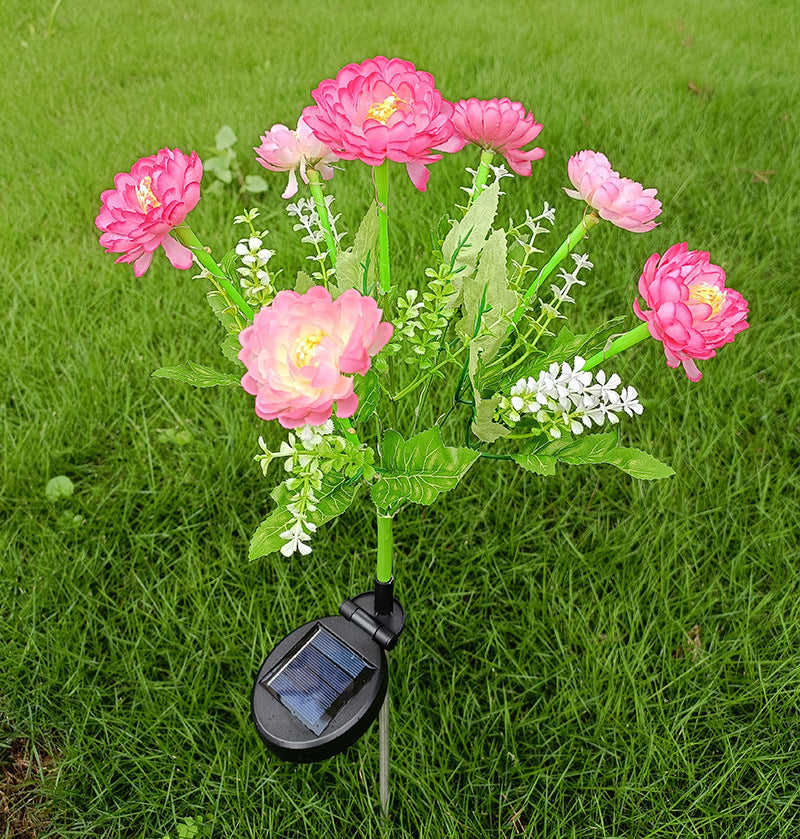 Solar-Powered Lifelike Bloom Garden Stake With Multi-Head LED Cluster And Waterproof Dusk-To-Dawn Sensor