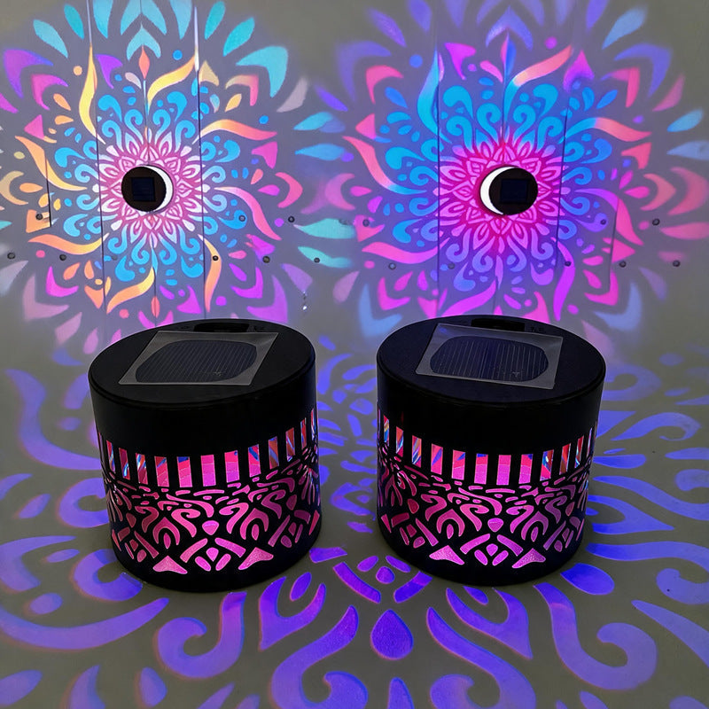 Solar Projection Garden Light With Decorative Floral Pattern And Dusk-To-Dawn Sensor