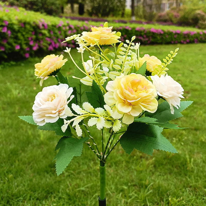 Solar-Powered Realistic Peony Garden Stake With Integrated Warm LED And Weatherproof Base