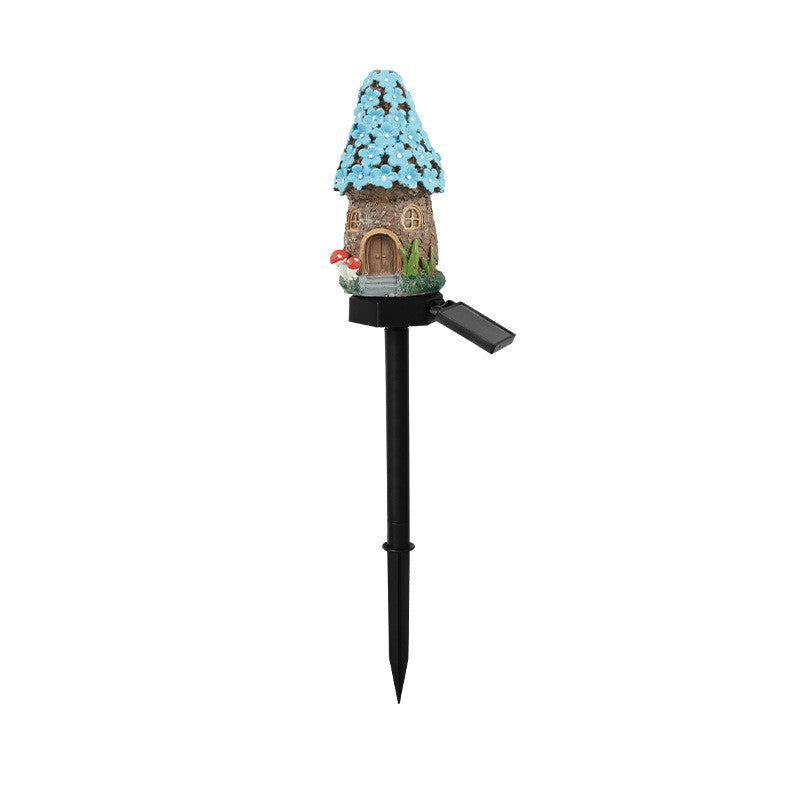 Solar Mushroom House Garden Stake Light With Rechargeable Battery