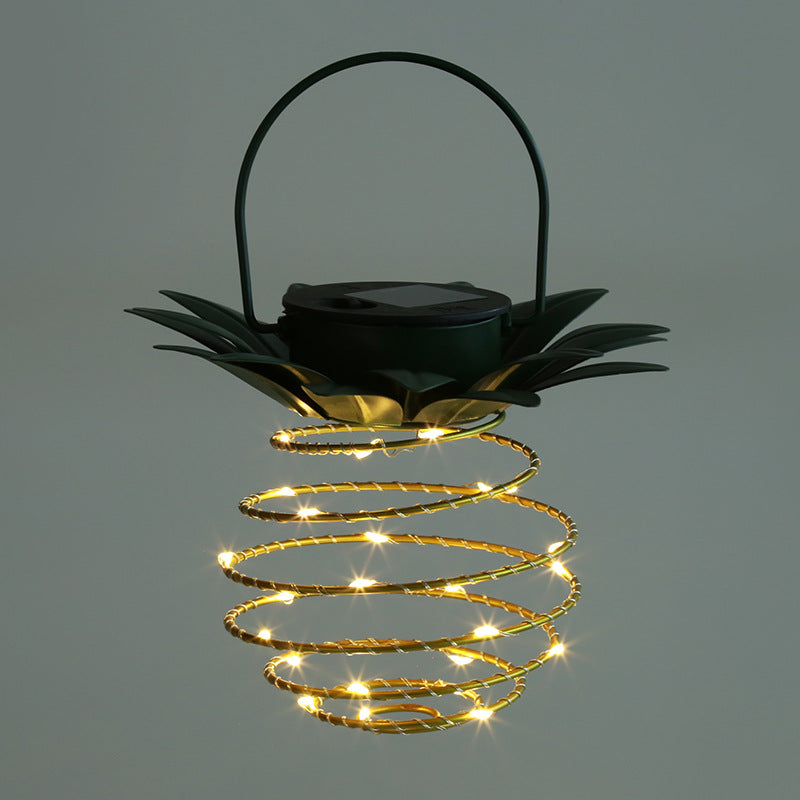 Spiral Pendant LED Hanging Planter Lamp With Faux Tropical Leaf Topper