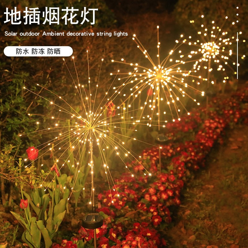 Solar Firework Garden Stake LED Starburst Light With Telescoping Stainless Stake