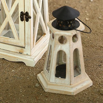 Handcrafted Hexagonal Wooden Lighthouse Tea Light Lantern