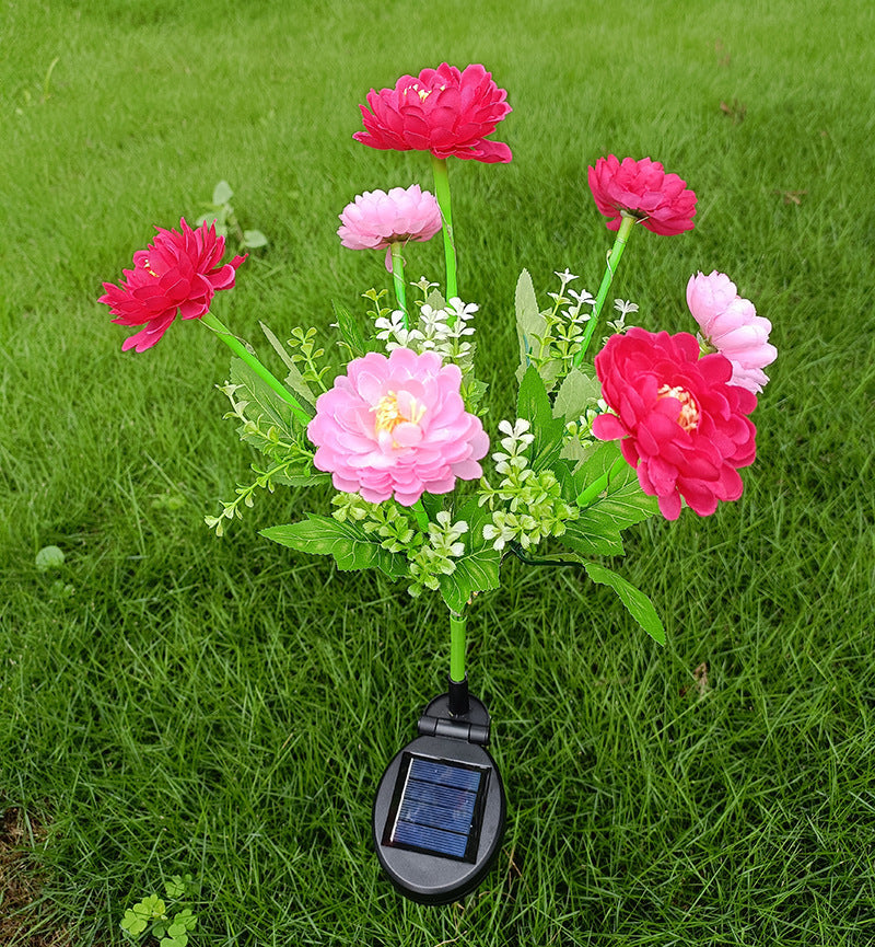Solar-Powered Lifelike Bloom Garden Stake With Multi-Head LED Cluster And Waterproof Dusk-To-Dawn Sensor