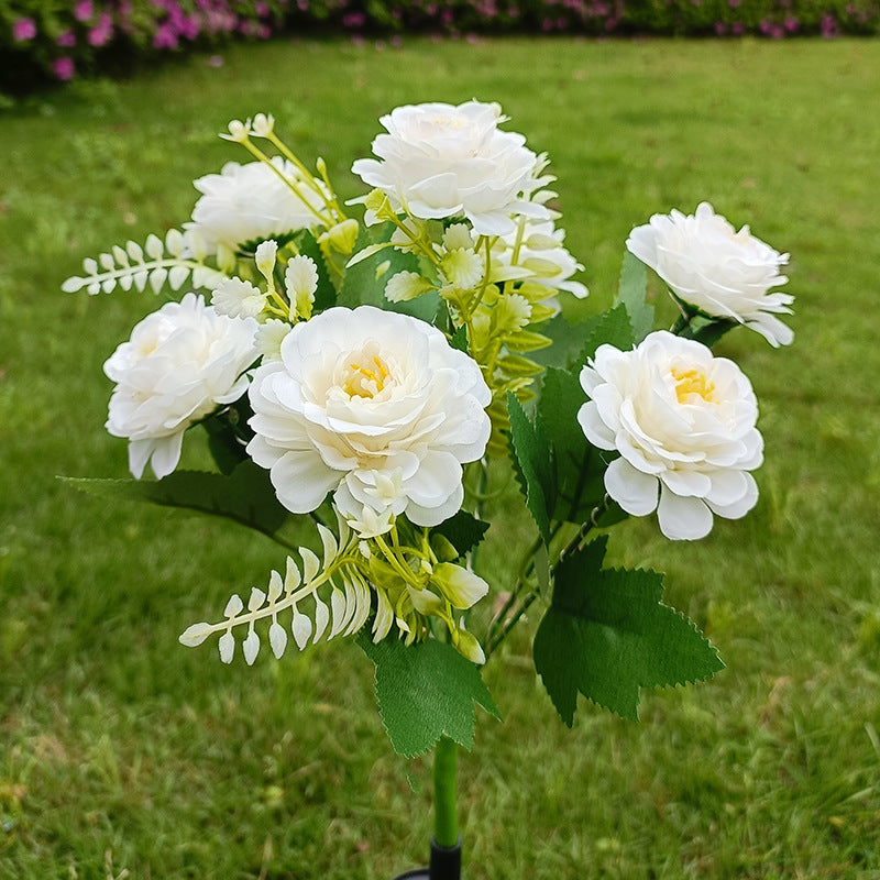Solar-Powered Realistic Peony Garden Stake With Integrated Warm LED And Weatherproof Base