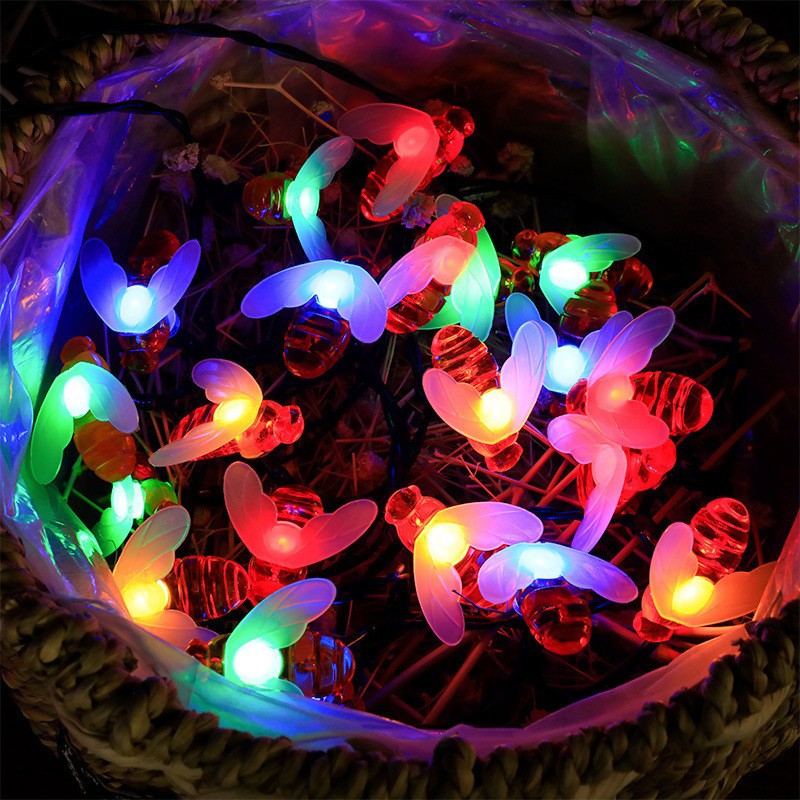Decorative multicolor LED bee string lights outdoor waterproof garden decor