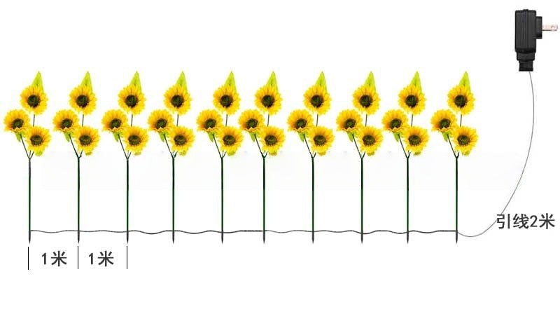 Solar-Powered Outdoor Garden Stake Lights With Realistic Sunflower Blooms And Waterproof Solar Controller