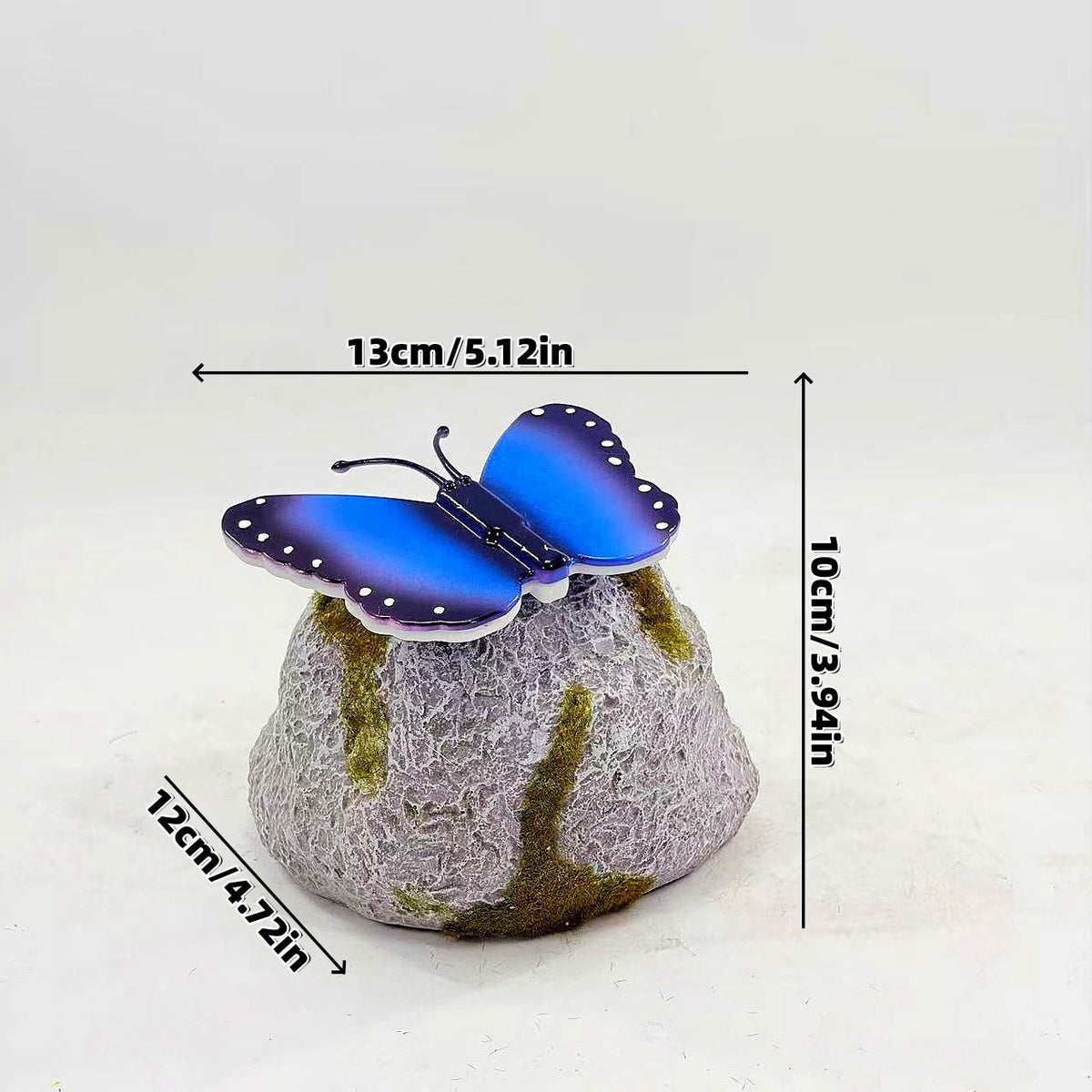 Decorative Solar-Powered Butterfly Perched Stone LED Garden Accent