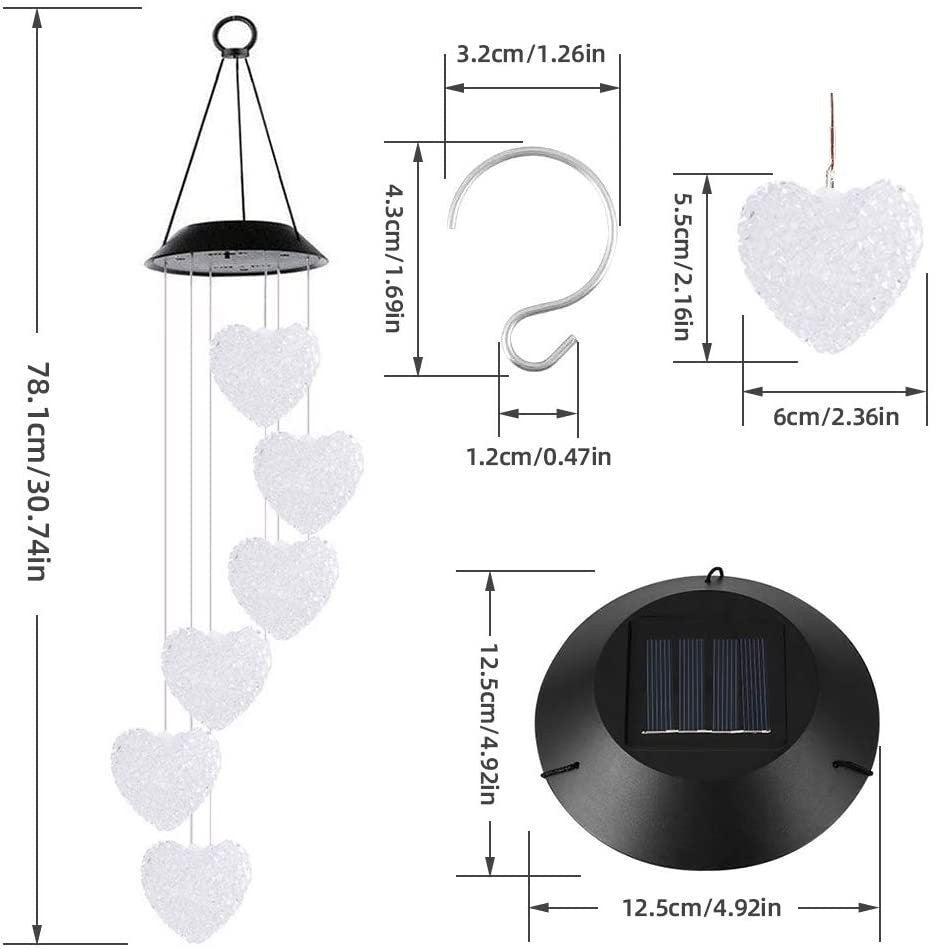 Solar-Powered Hanging Hummingbird LED Wind Chime With Color-Changing RGB Acrylic Birds And Weatherproof Top