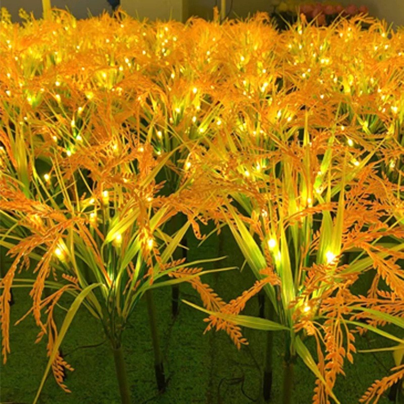 Solar LED Ornamental Ricegrass Garden Stake Lights With Micro-LED String And Ground Spike