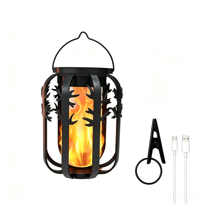 Unisex Solar Lantern with Flickering Fire Effect