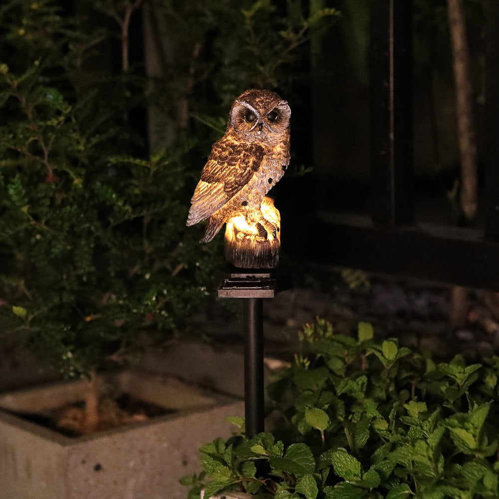 Solar-Powered Owl Garden Stake Light With Realistic Resin Perched Sculpture And Automatic Dusk-To-Dawn LED