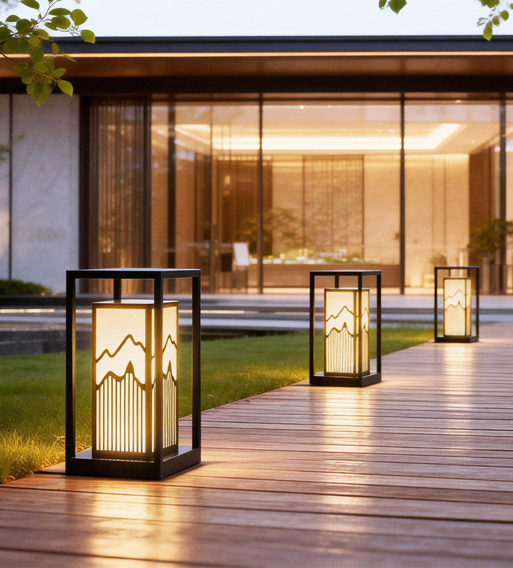 Japanese-Inspired LED Outdoor Lantern With Wooden Frame